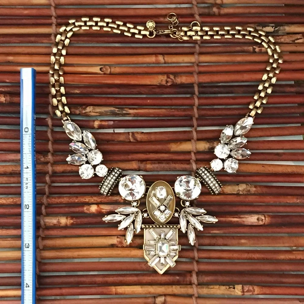 J Crew Rhinestone & Resin Stunner Statement Necklace